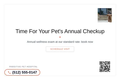 Minimal White · Card Inset: Time For Your Pet's Annual Checkup