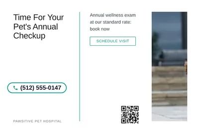 Minimal White · Split Vertical: Time For Your Pet's Annual Checkup