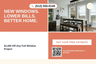 Bold Color Block · Checkerboard: New Windows. Lower Bills. Better Home.