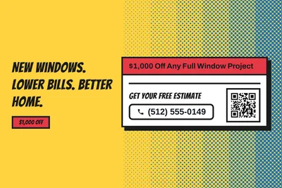 Comic pop · Checklist: New Windows. Lower Bills. Better Home.