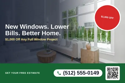 Local Offer · Photo Overlay: New Windows. Lower Bills. Better Home.