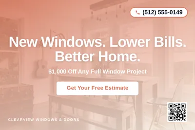 Modern Gradient · Centered Stack: New Windows. Lower Bills. Better Home.