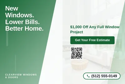 Modern Gradient · Diagonal Split: New Windows. Lower Bills. Better Home.