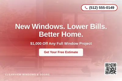 Modern Gradient · Radial Burst: New Windows. Lower Bills. Better Home.