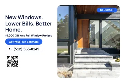 Modern · Photo Hero: New Windows. Lower Bills. Better Home.