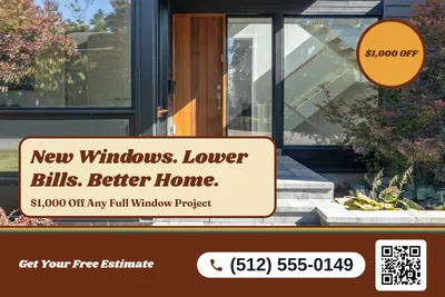 Retro 70s · Photo Hero: New Windows. Lower Bills. Better Home.