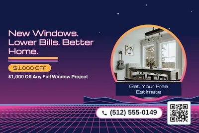 Synthwave · Photo Frame: New Windows. Lower Bills. Better Home.