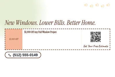 Soft watercolour · Coupon: New Windows. Lower Bills. Better Home.
