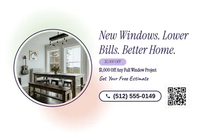 Soft watercolour · Photo Frame: New Windows. Lower Bills. Better Home.