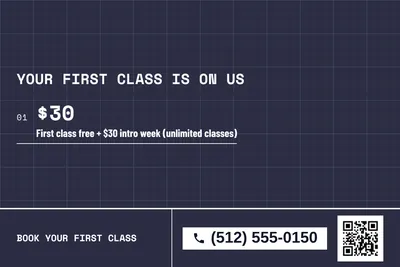 Blueprint · Offer Menu: Your First Class Is On Us