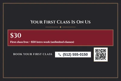 Classic · Offer Menu: Your First Class Is On Us