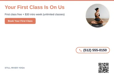 Clean Photo · Circle Photo Accent: Your First Class Is On Us