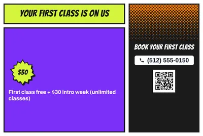 Comic pop · Offer Menu: Your First Class Is On Us