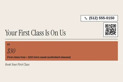 Contemporary · Offer Menu: Your First Class Is On Us