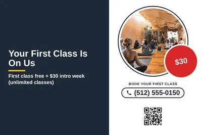 Local Offer · Split Panel: Your First Class Is On Us
