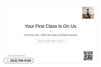 Minimal White · Card Inset: Your First Class Is On Us