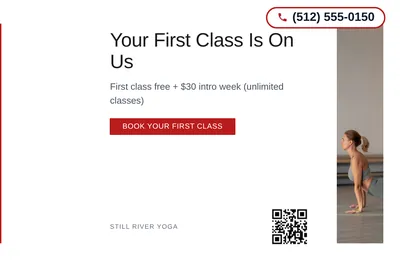 Minimal White · Left-Aligned Editorial: Your First Class Is On Us