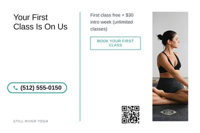 Minimal White · Split Vertical: Your First Class Is On Us