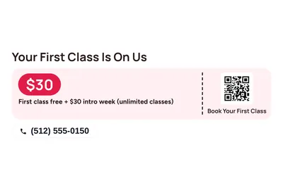 Modern · Coupon: Your First Class Is On Us