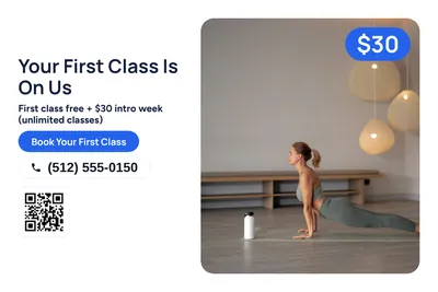 Modern · Photo Hero: Your First Class Is On Us