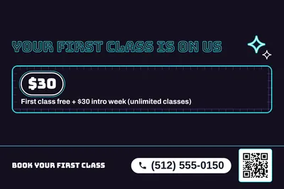 Neon night · Checklist: Your First Class Is On Us