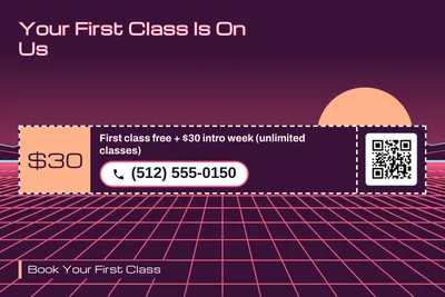 Synthwave · Coupon: Your First Class Is On Us