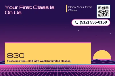 Synthwave · Offer Menu: Your First Class Is On Us
