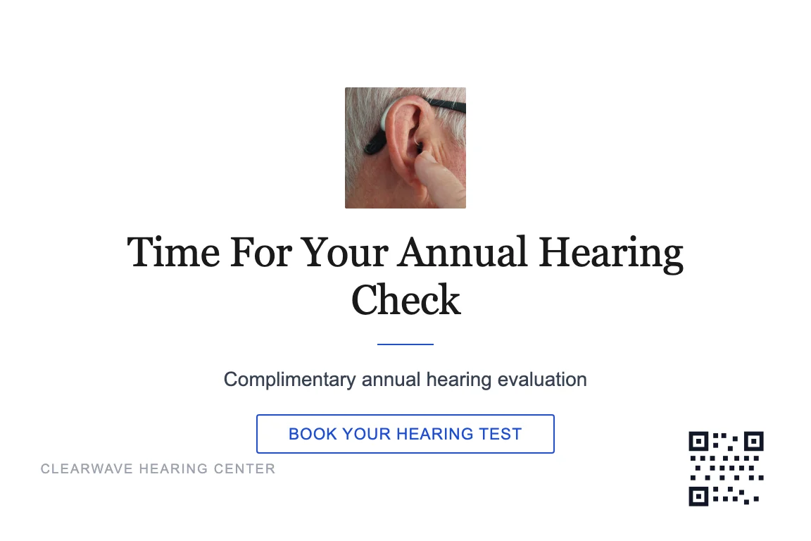 Minimal audiology recall postcard design