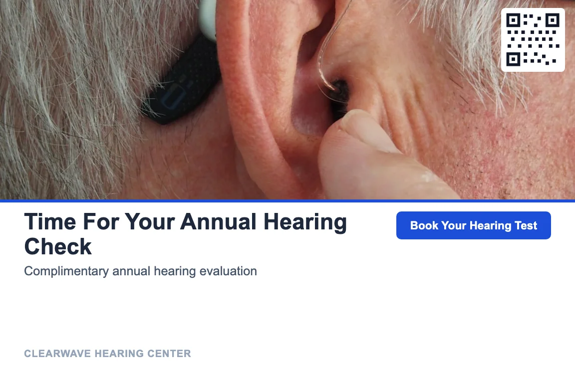Photo-led audiology recall postcard design