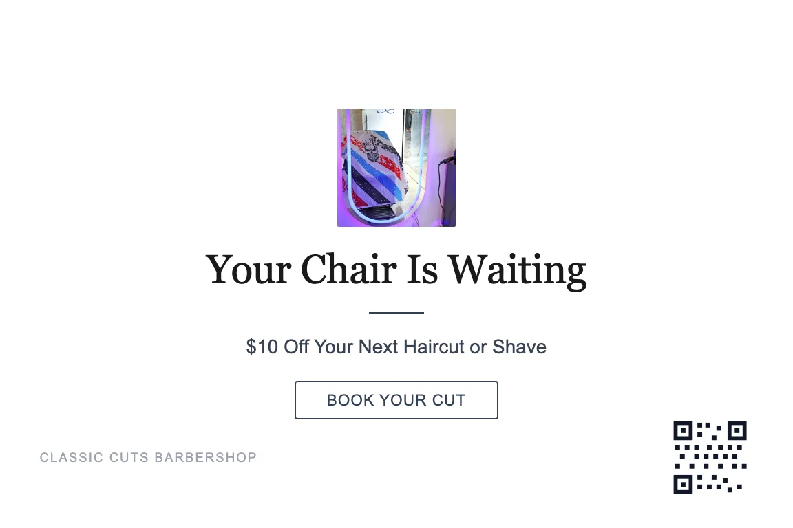 Barbershop grand opening postcard design: announce a new shop