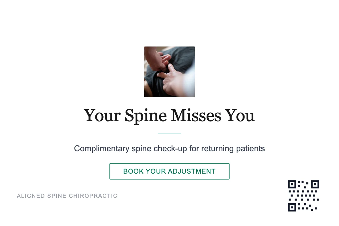 Minimal chiropractic practice postcard design: Lapsed Patient Reactivation