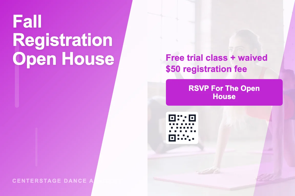 Dance studio fall registration postcard example