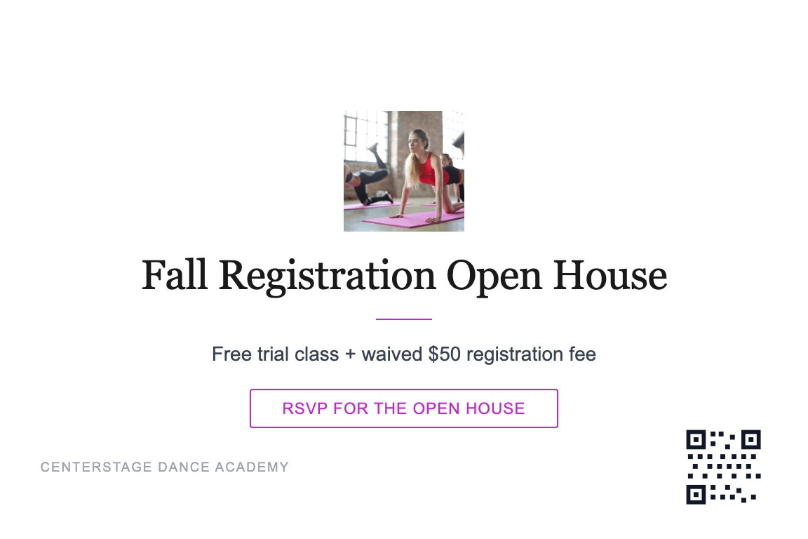Minimal dance studios postcard design