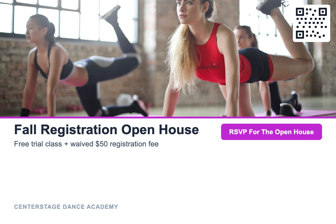 Photo dance studios postcard design
