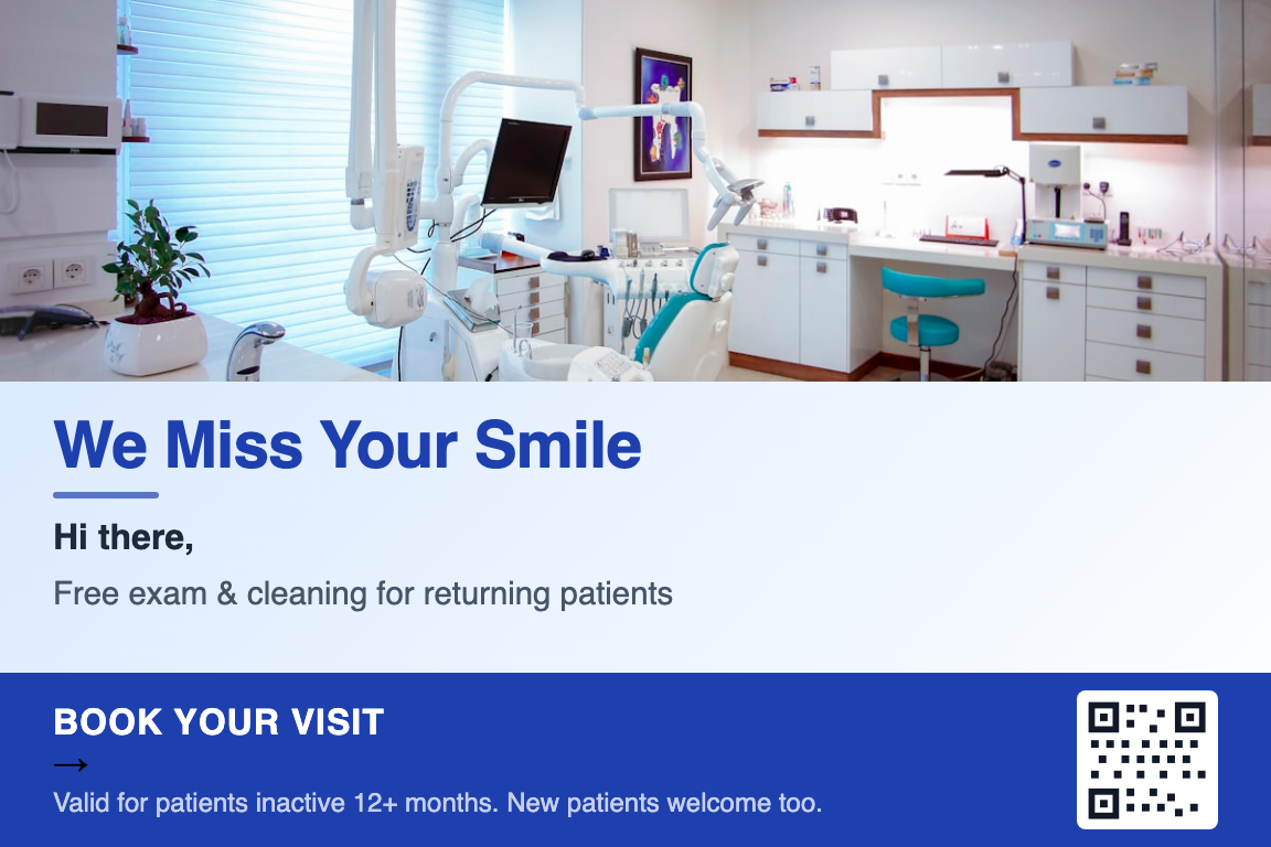 Dental recall postcard example
