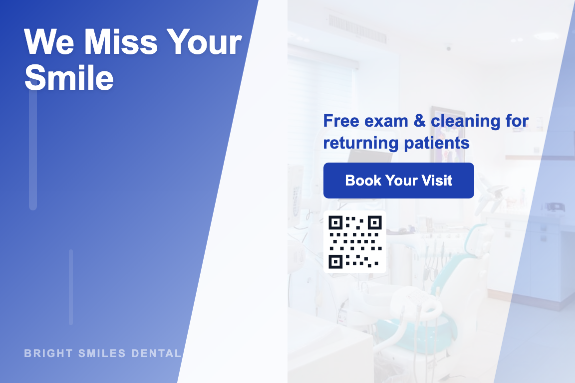 Dental Lapsed Patient Reactivation postcard template &mdash; Gradient style