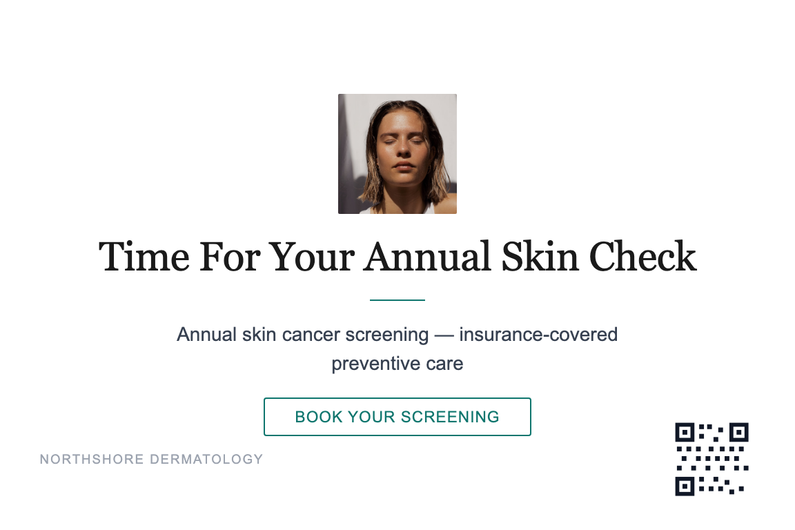 Minimal dermatology recall postcard design