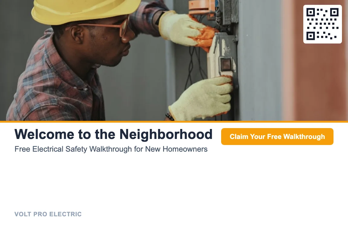 Electricians postcard campaign example