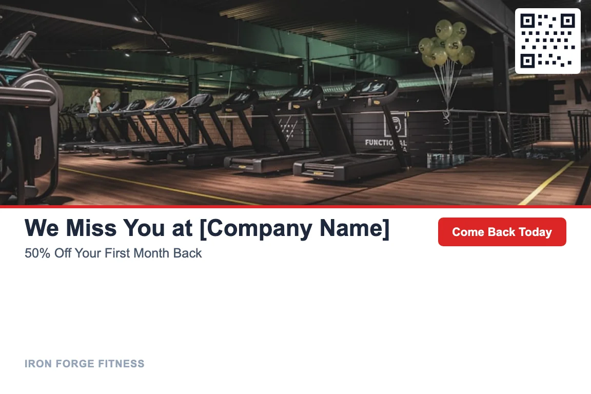 Gyms & Fitness Studios postcard campaign example