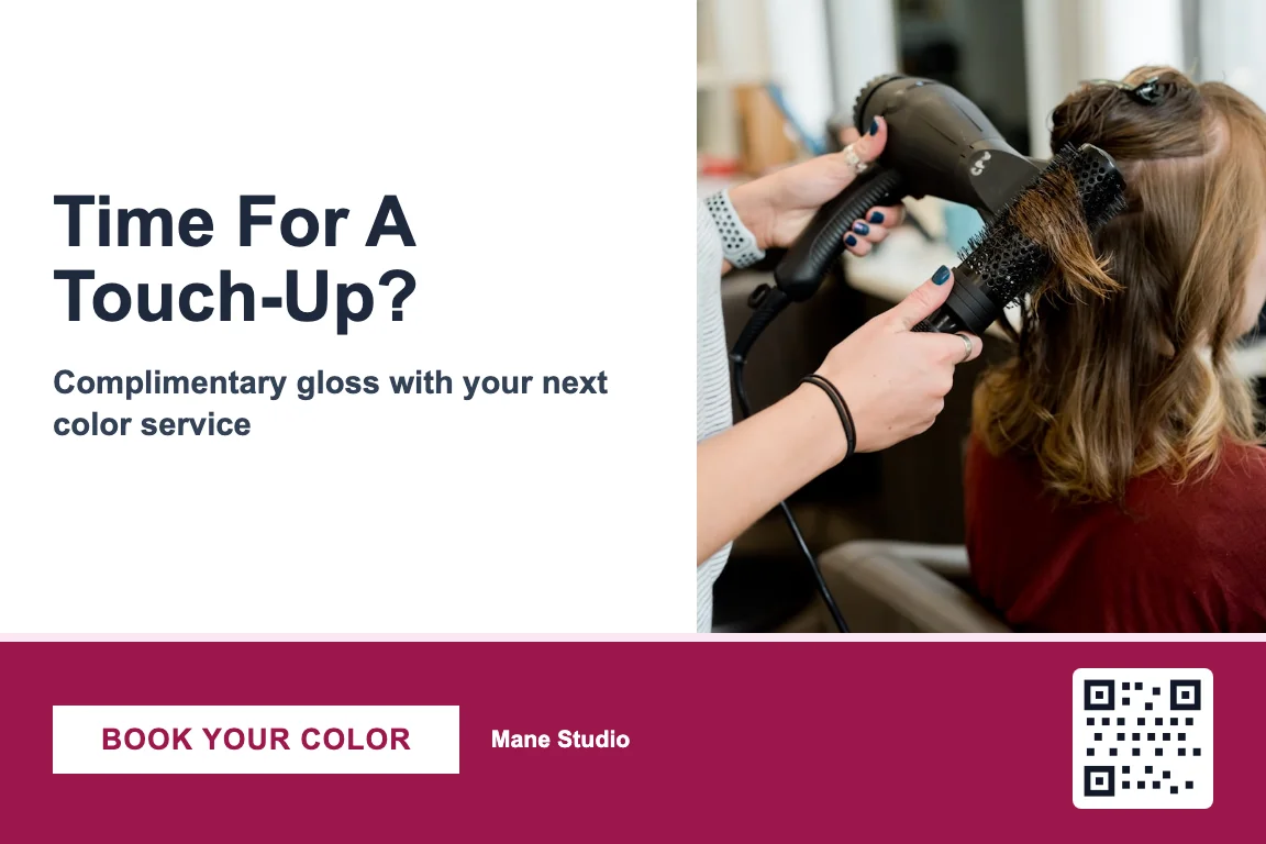 Bold hair salon reactivation postcard design