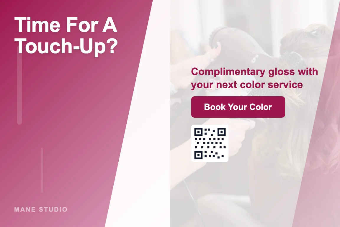 Gradient hair salon reactivation postcard design