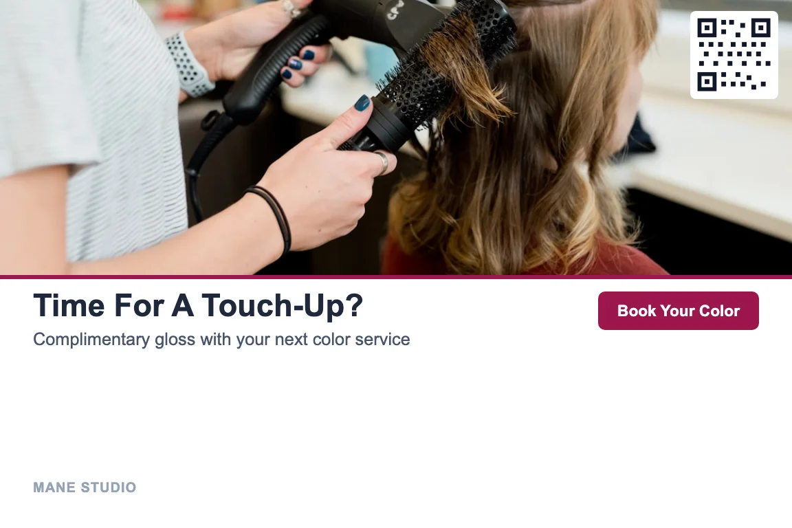 Hair salon reactivation postcard example