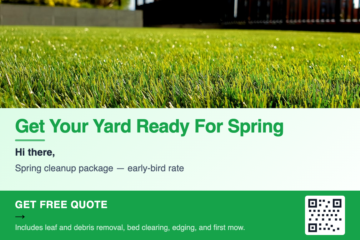 Landscaping spring cleanup postcard example