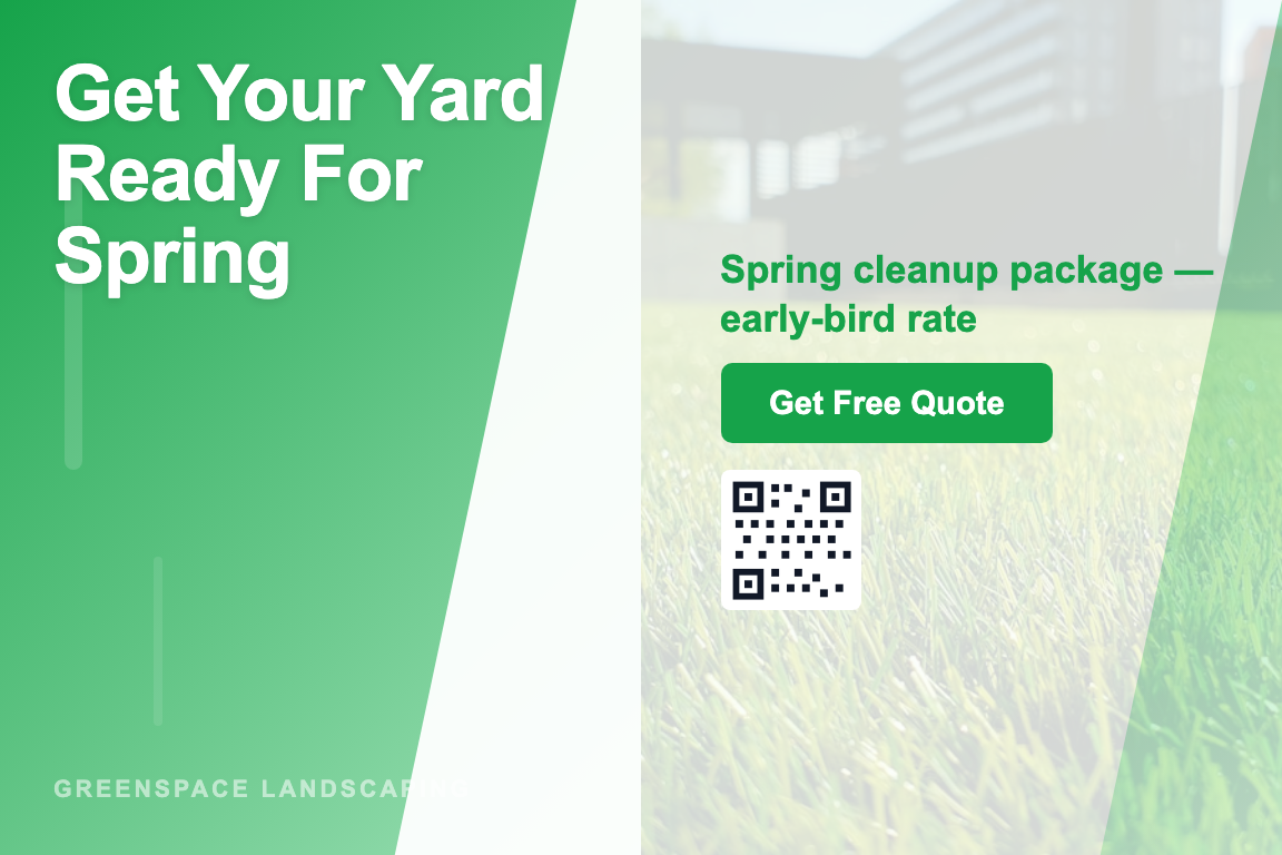 Landscaping Spring Cleanup postcard template &mdash; Gradient style