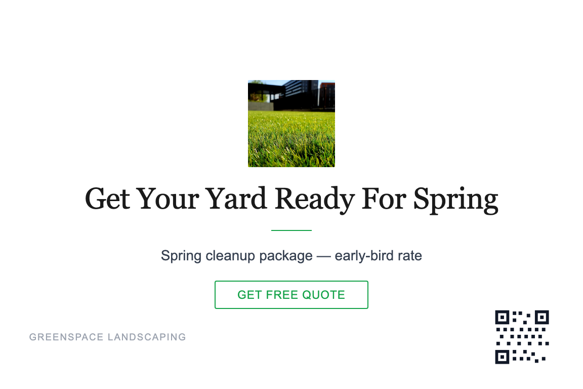 Landscaping Spring Cleanup postcard template &mdash; Minimal style