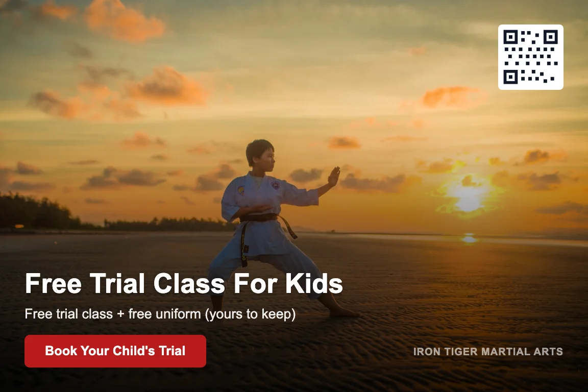 Martial arts kids trial class postcard example