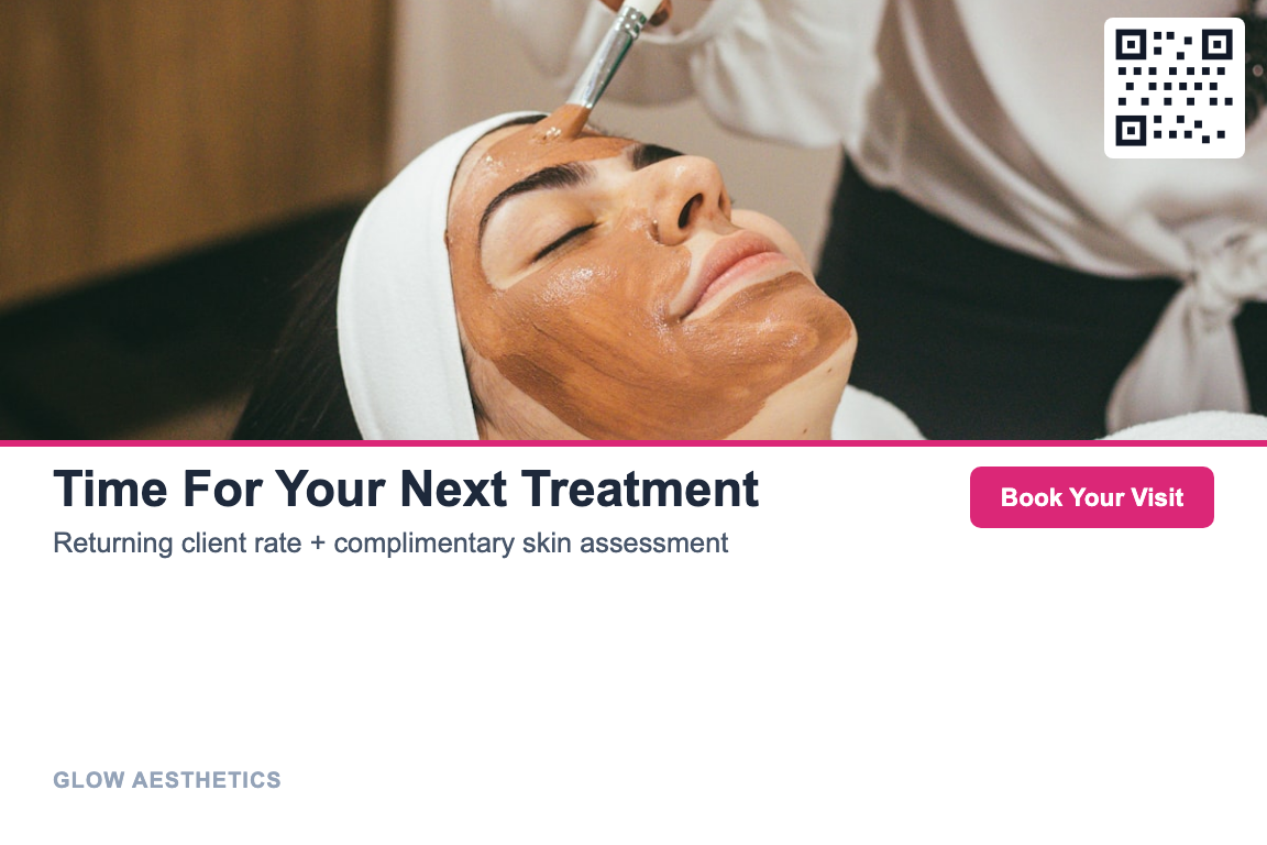 Med Spa Treatment Recall postcard template &mdash; Photo style