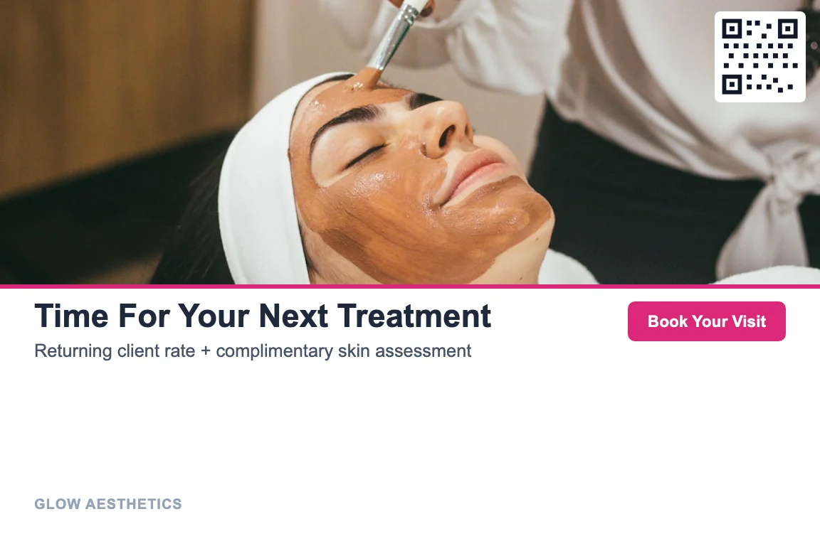Photo-led med spa new-client postcard design front