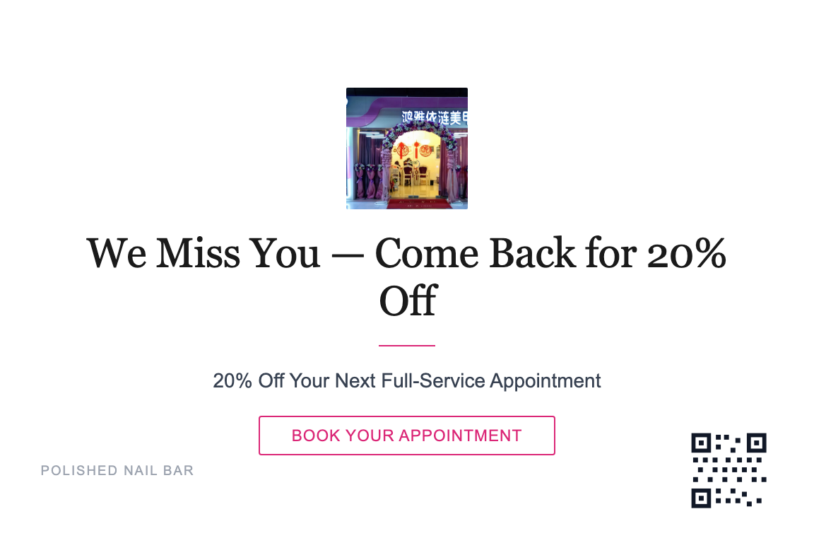 Minimal nail salons postcard design &mdash; Lapsed Client Win-Back