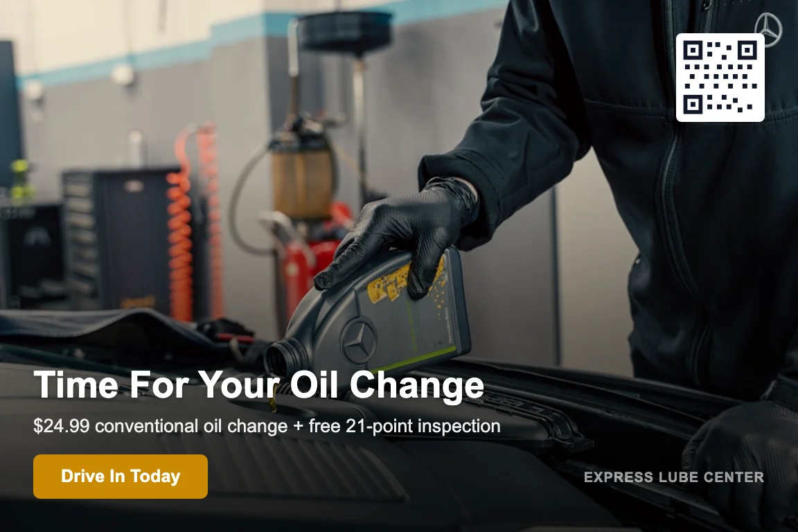 Oil change service reminder postcard example